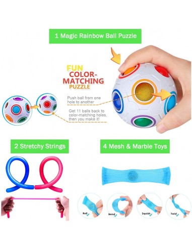 Vicloon Juguete Antiestrés Sensorial,Silicona Sensorial Fidget Juguete,9 pcs Fidget Toy DIY Rompecabezas,Autismo Herramientas para Aliviar el estrés y la ansiedad para Niños y Adultos 